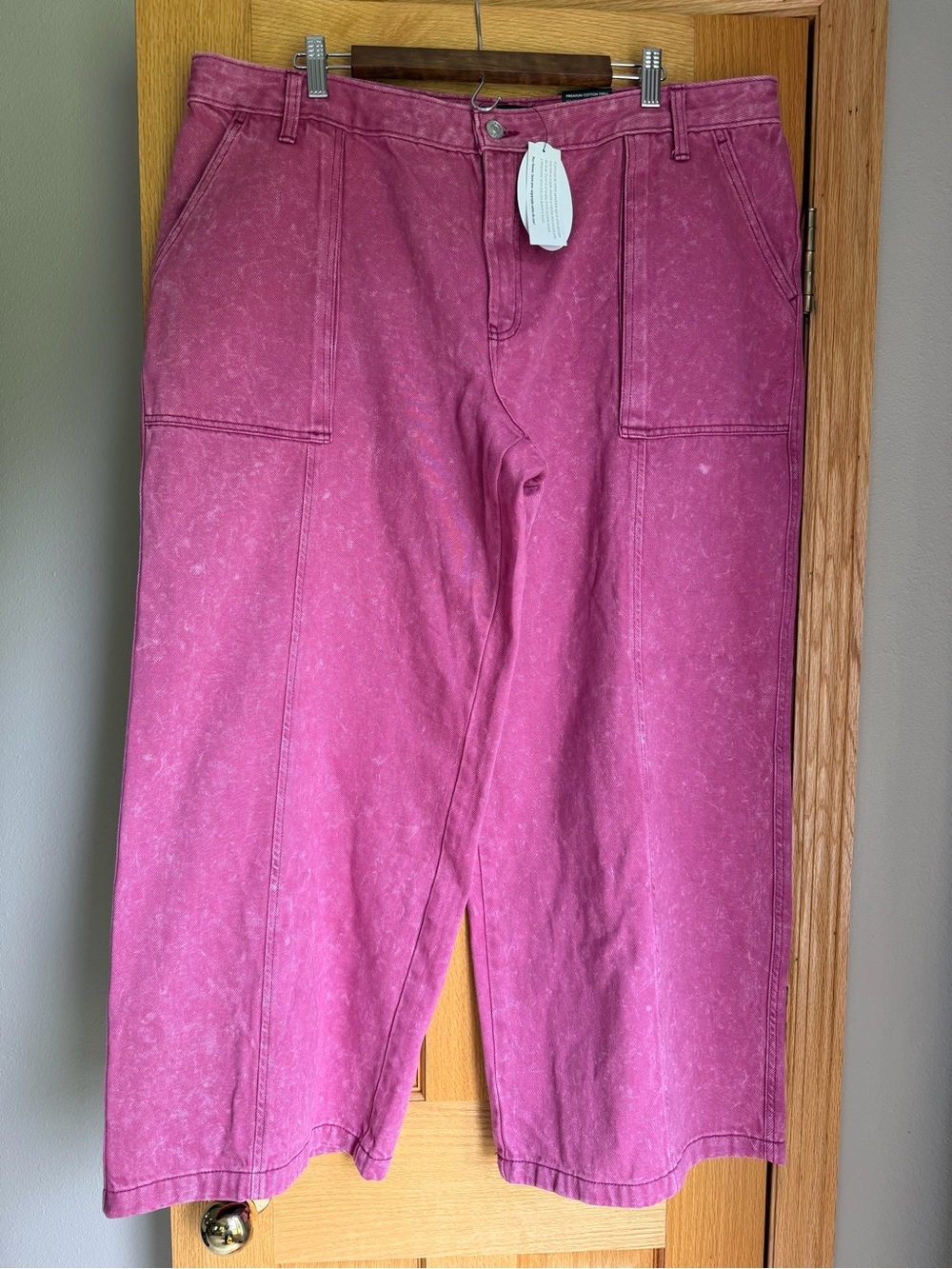 Mr Slouchy Relaxed Wide Leg Twill Jeans Pink Scoop Women’s Plus 20 NWT